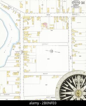 Bild 14 von Sanborn Fire Insurance Map aus Dover, Kent County, Delaware. Juni 1919. 15 Blatt(e), Amerika, Straßenkarte mit einem Kompass Aus Dem 19. Jahrhundert Stockfoto