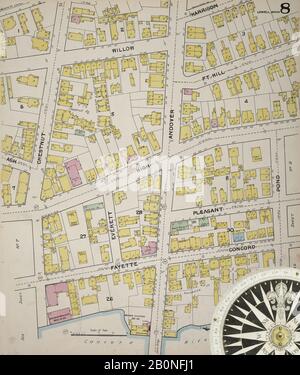 Bild 9 von Sanborn Fire Insurance Map aus Lowell, Middlesex County, Massachusetts. 1892. 70 Blatt(e). Bound, Amerika, Straßenkarte mit einem Kompass Aus Dem 19. Jahrhundert Stockfoto