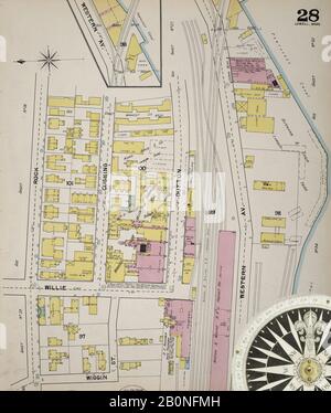 Bild 29 von Sanborn Fire Insurance Map aus Lowell, Middlesex County, Massachusetts. 1892. 70 Blatt(e). Bound, Amerika, Straßenkarte mit einem Kompass Aus Dem 19. Jahrhundert Stockfoto