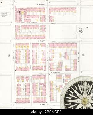 Bild 24 von Sanborn Fire Insurance Map aus Wilmington, New Castle County, Delaware. 1901. 80 Blatt(e), Amerika, Straßenkarte mit einem Kompass Aus Dem 19. Jahrhundert Stockfoto