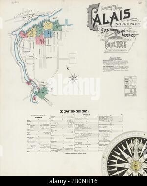 Bild 1 von Sanborn Fire Insurance Map aus Calais, Washington County, Maine. Sep. 10 Blatt(e), Amerika, Straßenkarte mit einem Kompass Aus Dem 19. Jahrhundert Stockfoto