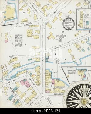 Bild 1 von Sanborn Fire Insurance Map aus Camden, Knox County, Maine. März 1892. 4 Blatt(e). Umfasst Rockport, Amerika, Straßenkarte mit einem Kompass Aus Dem 19. Jahrhundert Stockfoto