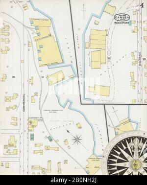 Bild 4 von Sanborn Fire Insurance Map aus Camden, Knox County, Maine. März 1892. 4 Blatt(e). Umfasst Rockport, Amerika, Straßenkarte mit einem Kompass Aus Dem 19. Jahrhundert Stockfoto