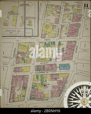 Bild 11 von Sanborn Fire Insurance Map aus Portland, Cumberland County, Maine. Im Jahr 1886. 35 Blatt(e). Bound, Amerika, Straßenkarte mit einem Kompass Aus Dem 19. Jahrhundert Stockfoto