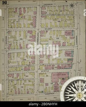 Bild 16 von Sanborn Fire Insurance Map aus Portland, Cumberland County, Maine. Im Jahr 1886. 35 Blatt(e). Bound, Amerika, Straßenkarte mit einem Kompass Aus Dem 19. Jahrhundert Stockfoto