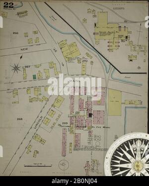 Bild 22 von Sanborn Fire Insurance Map aus Portland, Cumberland County, Maine. Im Jahr 1886. 35 Blatt(e). Bound, Amerika, Straßenkarte mit einem Kompass Aus Dem 19. Jahrhundert Stockfoto