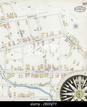 Bild 10 von Sanborn Fire Insurance Map aus Cumberland, Allegany County, Maryland. Apr. 19 Blatt(e), Amerika, Straßenkarte mit einem Kompass Aus Dem 19. Jahrhundert Stockfoto