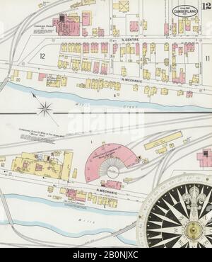 Bild 12 von Sanborn Fire Insurance Map aus Cumberland, Allegany County, Maryland. Apr. 1897. 22 Blatt(e), Amerika, Straßenkarte mit einem Kompass Aus Dem 19. Jahrhundert Stockfoto