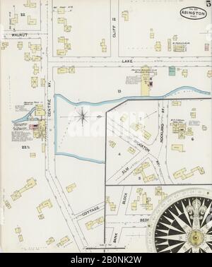 Bild 5 von Sanborn Fire Insurance Map aus Abington, Plymouth County, Massachusetts. Apr. 6 Blatt(e), Amerika, Straßenkarte mit einem Kompass Aus Dem 19. Jahrhundert Stockfoto