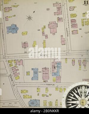 Bild 11 von Sanborn Fire Insurance Map aus Springfield, Hampden County, Massachusetts. Im Jahr 1886. 35 Blatt(e). Bound, Amerika, Straßenkarte mit einem Kompass Aus Dem 19. Jahrhundert Stockfoto