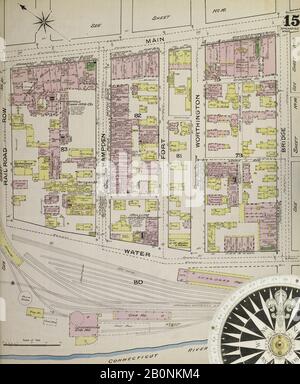 Bild 15 von Sanborn Fire Insurance Map aus Springfield, Hampden County, Massachusetts. Im Jahr 1886. 35 Blatt(e). Bound, Amerika, Straßenkarte mit einem Kompass Aus Dem 19. Jahrhundert Stockfoto