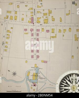 Bild 11 von Sanborn Fire Insurance Map aus Taunton, Bristol County, Massachusetts. 1898. 57 Blatt(e). Bound, Amerika, Straßenkarte mit einem Kompass Aus Dem 19. Jahrhundert Stockfoto