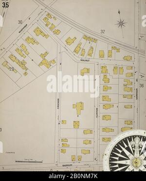 Bild 36 von Sanborn Fire Insurance Map aus Taunton, Bristol County, Massachusetts. 1898. 57 Blatt(e). Bound, Amerika, Straßenkarte mit einem Kompass Aus Dem 19. Jahrhundert Stockfoto