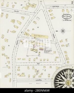 Bild 7 von Sanborn Fire Insurance Map aus Whitman, Plymouth County, Massachusetts. Apr. 9 Blatt(e), Amerika, Straßenkarte mit einem Kompass Aus Dem 19. Jahrhundert Stockfoto