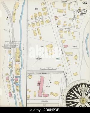 Bild 25 von Sanborn Fire Insurance Map aus Concord, Merrimack County, New Hampshire. Juni 1893. 26 Blatt(e), Amerika, Straßenkarte mit einem Kompass Aus Dem 19. Jahrhundert Stockfoto