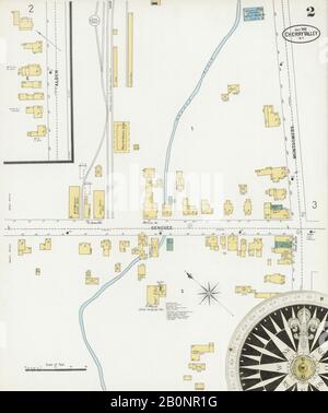 Bild 2 von Sanborn Fire Insurance Map aus Cherry Valley, Otsego County, New York. Juli 1898. 3 Blatt(e), Amerika, Straßenkarte mit einem Kompass Aus Dem 19. Jahrhundert