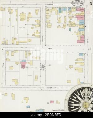 Bild 5 von Sanborn Fire Insurance Map aus Cooperstown, Otsego County, New York. Okt 1894. 9 Blatt(e), Amerika, Straßenkarte mit einem Kompass Aus Dem 19. Jahrhundert Stockfoto