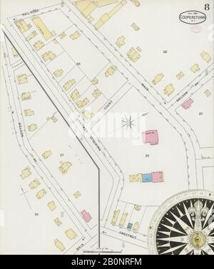 Bild 8 von Sanborn Fire Insurance Map aus Cooperstown, Otsego County, New York. Okt 1894. 9 Blatt(e), Amerika, Straßenkarte mit einem Kompass Aus Dem 19. Jahrhundert Stockfoto