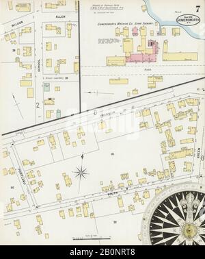 Bild 7 von Sanborn Fire Insurance Map aus Somersworth, Strafford County, New Hampshire. März 1898. 11 Blatt(e). Umfasst Berwick, York County, Maine, Amerika, Straßenkarte mit einem Kompass Aus Dem 19. Jahrhundert Stockfoto