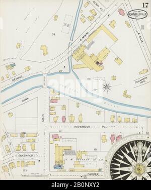 Bild 17 von Sanborn Fire Insurance Map aus Hornell, Steuben County, New York. Juli 1893. 21 Blatt(e). Umfasst Arkport, Amerika, Straßenkarte mit einem Kompass Aus Dem 19. Jahrhundert Stockfoto