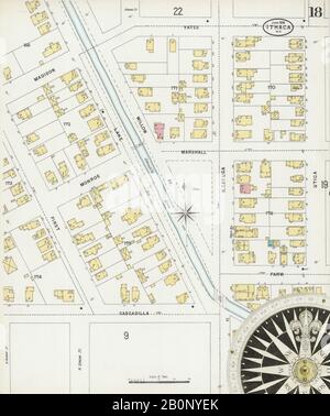 Bild 18 von Sanborn Fire Insurance Map aus Ithaca, Tompkins County, New York. Juni 1898. 31 Blatt(e), Amerika, Straßenkarte mit einem Kompass Aus Dem 19. Jahrhundert Stockfoto