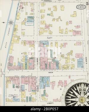 Bild 5 von Sanborn Fire Insurance Map aus Albion, Orleans County, New York. Sep. 8 Blatt(e), Amerika, Straßenkarte mit einem Kompass Aus Dem 19. Jahrhundert Stockfoto