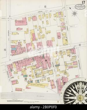 Bild 17 von Sanborn Fire Insurance Map aus Amsterdam, Montgomery County, New York. Jul. 31 Blatt(e), Amerika, Straßenkarte mit einem Kompass Aus Dem 19. Jahrhundert Stockfoto