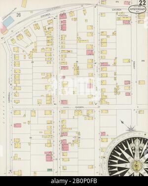 Bild 22 von Sanborn Fire Insurance Map aus Amsterdam, Montgomery County, New York. Jul. 31 Blatt(e), Amerika, Straßenkarte mit einem Kompass Aus Dem 19. Jahrhundert Stockfoto