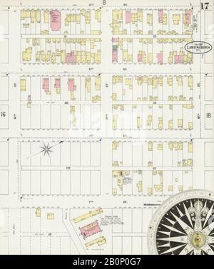 Bild 17 von Sanborn Fire Insurance Map aus Lansingburg, Rensselaer County, New York. Juli 1897. 23 Blatt(e), Amerika, Straßenkarte mit einem Kompass Aus Dem 19. Jahrhundert Stockfoto