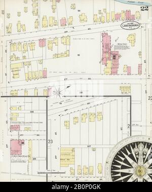 Bild 22 von Sanborn Fire Insurance Map aus Lansingburg, Rensselaer County, New York. Juli 1897. 23 Blatt(e), Amerika, Straßenkarte mit einem Kompass Aus Dem 19. Jahrhundert Stockfoto