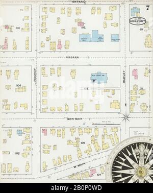 Bild 7 von Sanborn Fire Insurance Map aus Lockport, Niagara County, New York. Januar 1892. 21 Blatt(e), Amerika, Straßenkarte mit einem Kompass Aus Dem 19. Jahrhundert Stockfoto