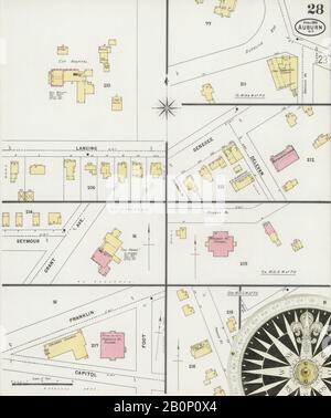 Bild 28 von Sanborn Fire Insurance Map aus Auburn, Cayuga County, New York. Apr. 1898. 30 Blatt(e), Amerika, Straßenkarte mit einem Kompass Aus Dem 19. Jahrhundert Stockfoto