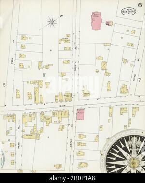 Bild 6 von Sanborn Fire Insurance Map aus Bay Shore, Suffolk County, New York. März 1897. 8 Blatt(e), Amerika, Straßenkarte mit einem Kompass Aus Dem 19. Jahrhundert Stockfoto