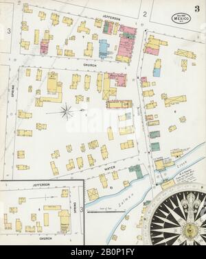 Bild 3 von Sanborn Fire Insurance Map aus Mexiko, Oswego County, New York. Nov. 1899. 4 Blatt(e), Amerika, Straßenkarte mit einem Kompass Aus Dem 19. Jahrhundert Stockfoto