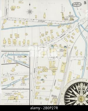 Bild 5 von Sanborn Fire Insurance Map aus New Berlin, Chenango County, New York. Sep 1894. 5 Blatt(e), Amerika, Straßenkarte mit einem Kompass Aus Dem 19. Jahrhundert Stockfoto