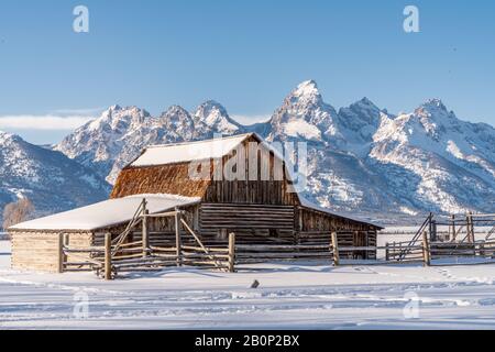 Winter in der Teton Mountain Range Stockfoto