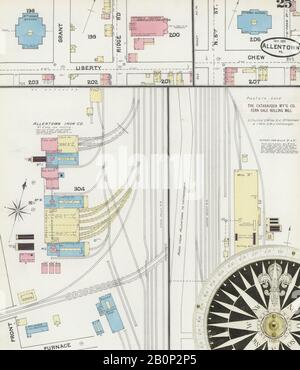 Bild 25 von Sanborn Fire Insurance Map aus Allentown, Lehigh County, Pennsylvania. Okt. 32 Blatt(e), Amerika, Straßenkarte mit einem Kompass Aus Dem 19. Jahrhundert Stockfoto