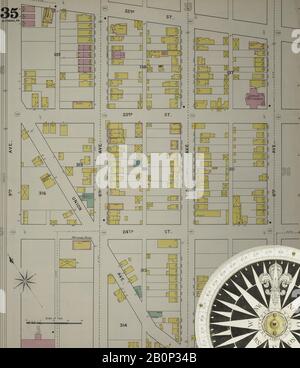 Bild 36 von Sanborn Fire Insurance Map aus Altoona, Blair County, Pennsylvania. 1894. 43 Blatt(e). Bound, Amerika, Straßenkarte mit einem Kompass Aus Dem 19. Jahrhundert Stockfoto