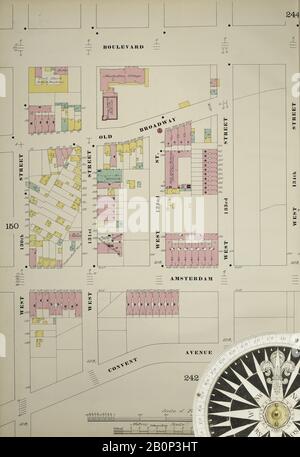 Bild 11 von Sanborn Fire Insurance Map aus New York, Bronx, Manhattan, New York. 1890 - 1902 Vol. 11, 1893. 53 Blatt(e). Schlüsselzuordnung zu Edition. Doppeltgepappte Platten mit der Nummer 239-263. Bound, Amerika, Straßenkarte mit einem Kompass Aus Dem 19. Jahrhundert Stockfoto
