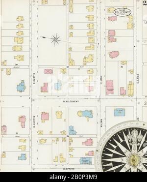 Bild 2 von Sanborn Fire Insurance Map aus Bellefonte, Center County, Pennsylvania. Sep. 1897. 10 Blatt(e), Amerika, Straßenkarte mit einem Kompass Aus Dem 19. Jahrhundert Stockfoto