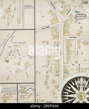 Bild 12 von Sanborn Fire Insurance Map aus Bradford, McKean County, Pennsylvania. Okt 1890. 12 Blatt(e), Amerika, Straßenkarte mit einem Kompass Aus Dem 19. Jahrhundert Stockfoto