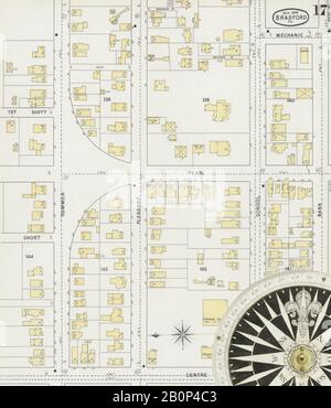 Bild 17 von Sanborn Fire Insurance Map aus Bradford, McKean County, Pennsylvania. März 1895. 19 Blatt(e), Amerika, Straßenkarte mit einem Kompass Aus Dem 19. Jahrhundert Stockfoto