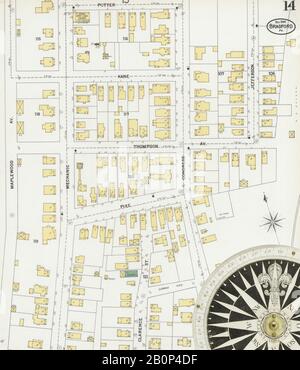 Bild 14 von Sanborn Fire Insurance Map aus Bradford, McKean County, Pennsylvania. Dez 1899. 25 Blatt(e), Amerika, Straßenkarte mit einem Kompass Aus Dem 19. Jahrhundert Stockfoto