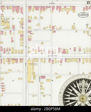 Bild 15 von Sanborn Fire Insurance Map aus Chambersburg, Franklin County, Pennsylvania. Mai 1899. 22 Blatt(e), Amerika, Straßenkarte mit einem Kompass Aus Dem 19. Jahrhundert Stockfoto