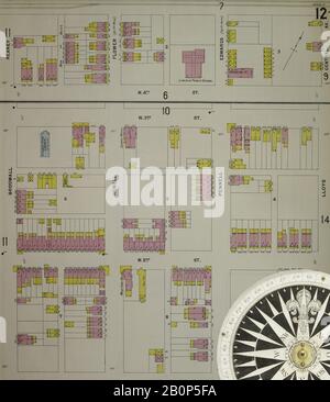 Bild 13 von Sanborn Fire Insurance Map aus Chester, Delaware County, Pennsylvania. 1898. 56 Blatt(e). Bound, Amerika, Straßenkarte mit einem Kompass Aus Dem 19. Jahrhundert Stockfoto