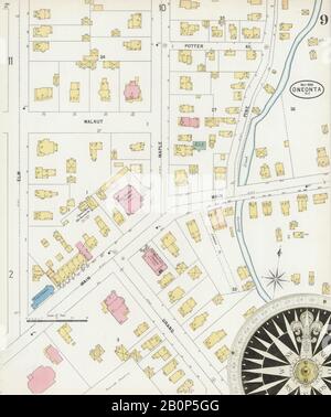 Bild 9 von Sanborn Fire Insurance Map aus Oneonta, Otsego County, New York. Mai 1898. 12 Blatt(e), Amerika, Straßenkarte mit einem Kompass Aus Dem 19. Jahrhundert Stockfoto