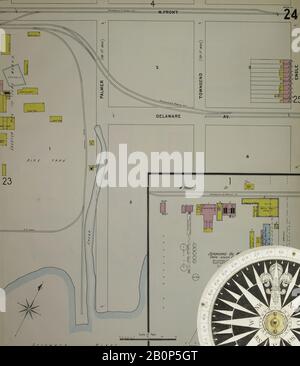 Bild 25 von Sanborn Fire Insurance Map aus Chester, Delaware County, Pennsylvania. 1898. 56 Blatt(e). Bound, Amerika, Straßenkarte mit einem Kompass Aus Dem 19. Jahrhundert Stockfoto