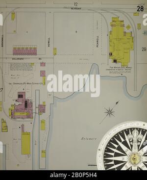 Bild 29 von Sanborn Fire Insurance Map aus Chester, Delaware County, Pennsylvania. 1898. 56 Blatt(e). Bound, Amerika, Straßenkarte mit einem Kompass Aus Dem 19. Jahrhundert Stockfoto