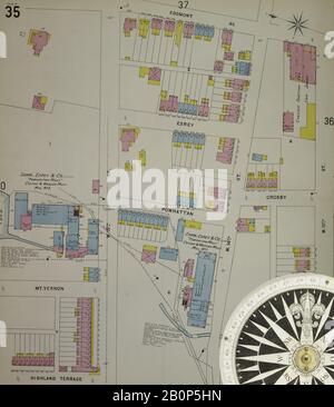 Bild 36 von Sanborn Fire Insurance Map aus Chester, Delaware County, Pennsylvania. 1898. 56 Blatt(e). Bound, Amerika, Straßenkarte mit einem Kompass Aus Dem 19. Jahrhundert Stockfoto