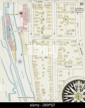 Bild 19 von Sanborn Fire Insurance Map aus Oswego, Oswego County, New York. August 1890. 31 Blatt(e), Amerika, Straßenkarte mit einem Kompass Aus Dem 19. Jahrhundert Stockfoto